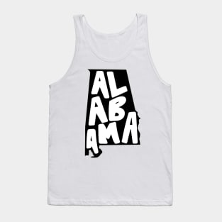 Alabama Doodle Letters Map Outline- black and white b&w Tank Top